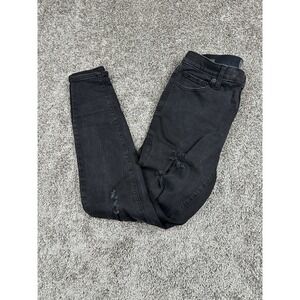 Torrid Jeans Womens Size 16 Tall‎ Black Sky High Skinny Distressed Stretch